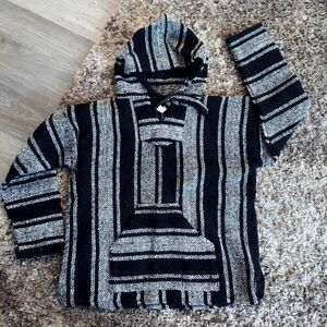 Black and White Striped Men's Sweater